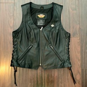 Harley Leather Lace up Vest Large Excellent Condition
